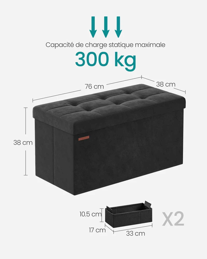 Banc de rangement | Velours Premium