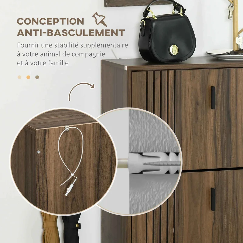 Meuble chaussure entrée | Compact Noyer 18 Paires