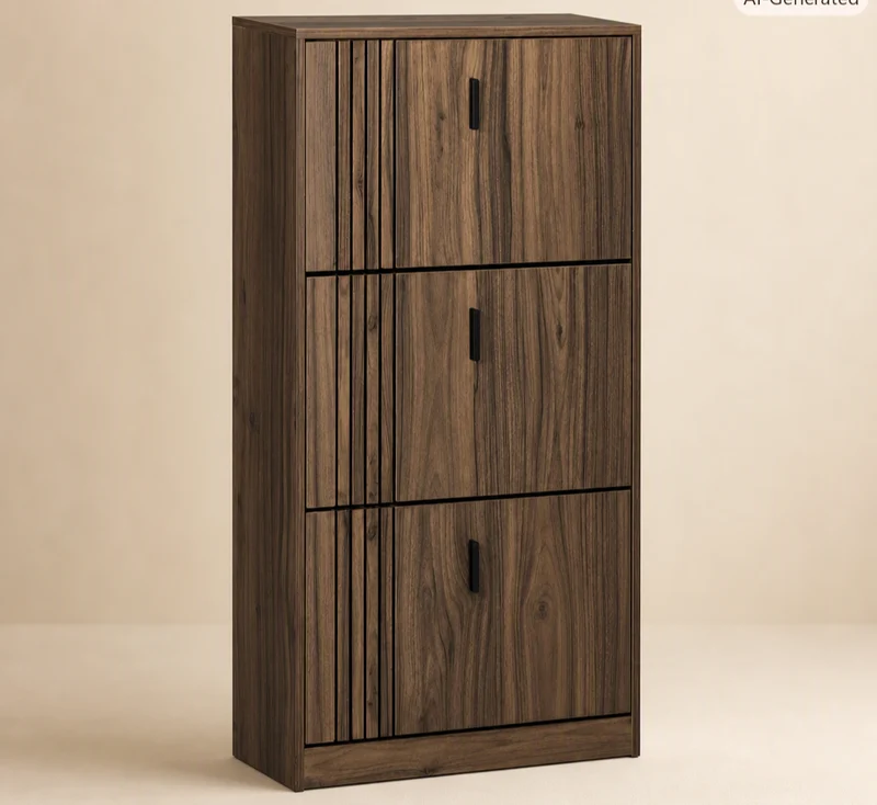 Meuble chaussure entrée | Compact Noyer 18 Paires