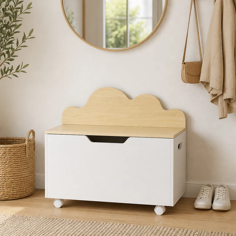 Banc coffre de rangement | Sécurisé Roulettes Enfant