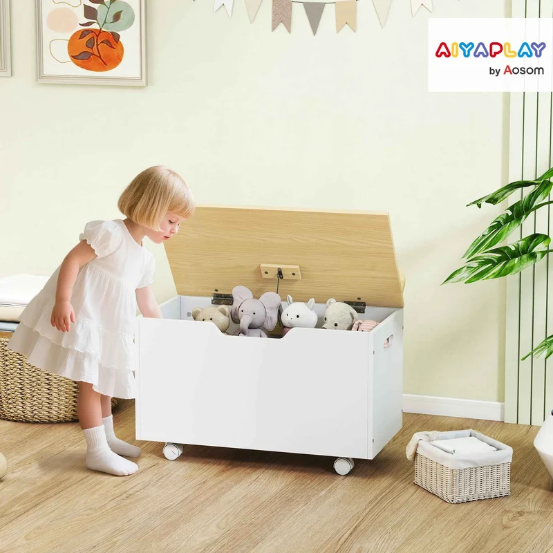 Banc coffre de rangement | Sécurisé Roulettes Enfant