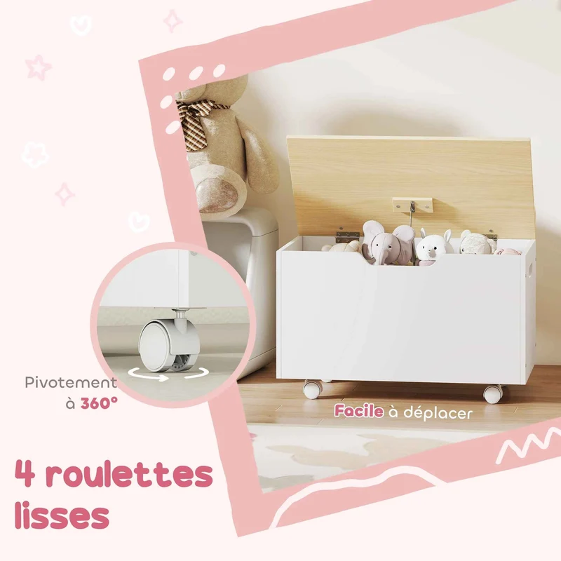 Banc coffre de rangement | Sécurisé Roulettes Enfant