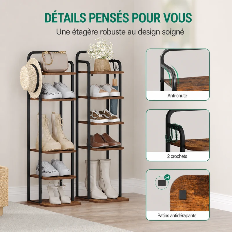 Étagère à Chaussures | Verticale 6 Niveaux | Novabo
