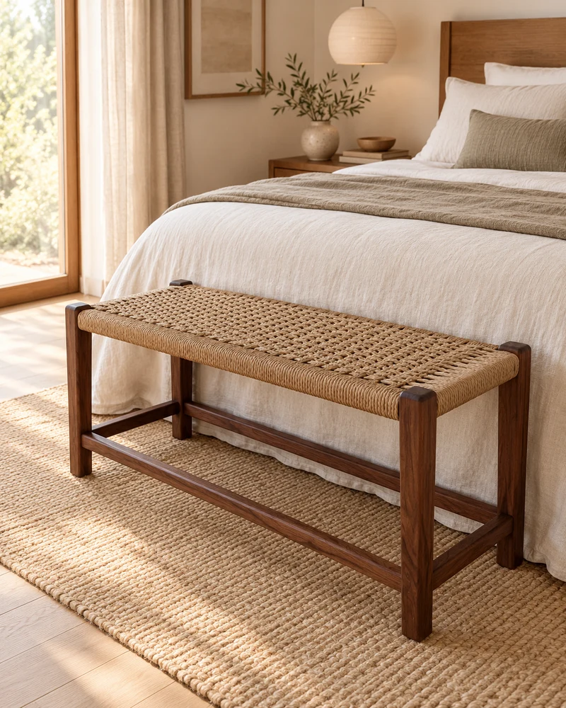 The Mysa – Handwoven Black Walnut Bench