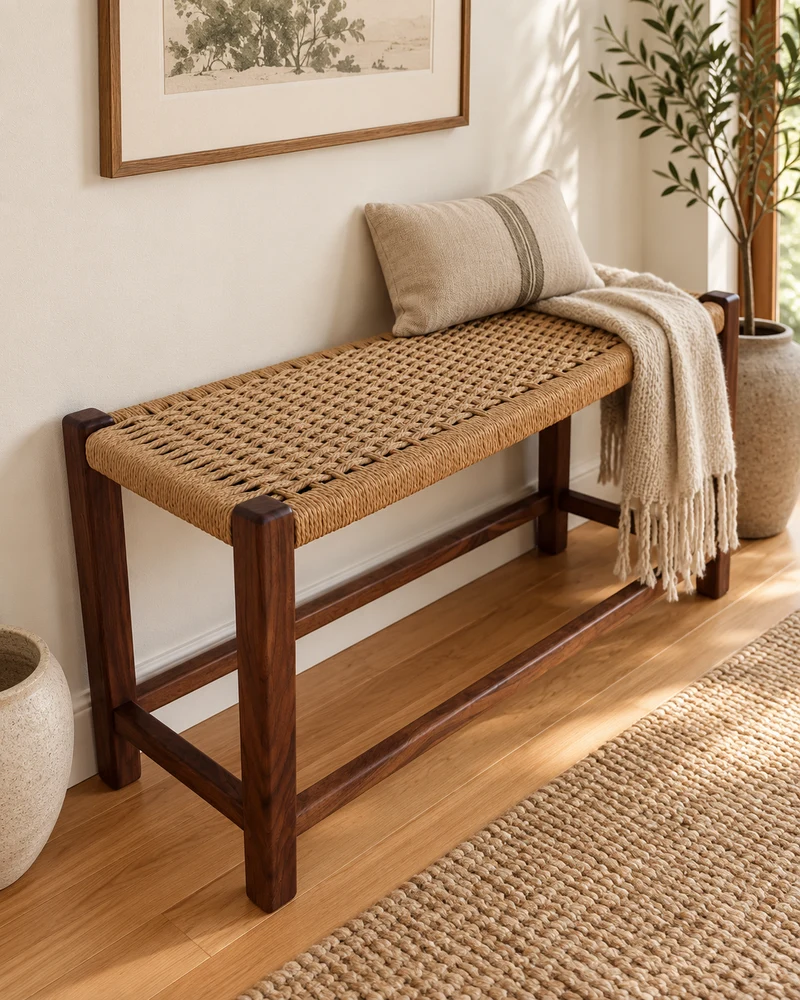The Mysa – Handwoven Black Walnut Bench