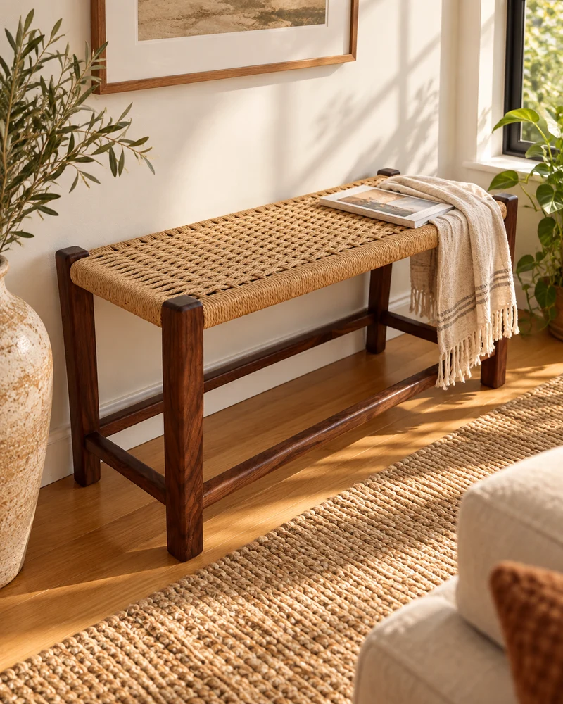 The Mysa – Handwoven Black Walnut Bench