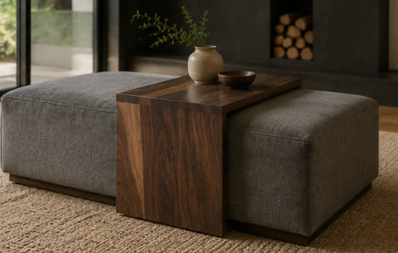 Ottoman Table – Solid Black Walnut C Table
