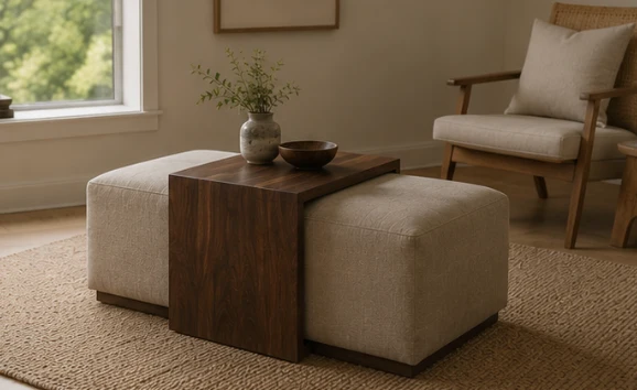 Ottoman Table – Solid Black Walnut C Table