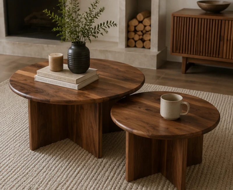 The Vale | Solid Black Walnut Round Coffee Table