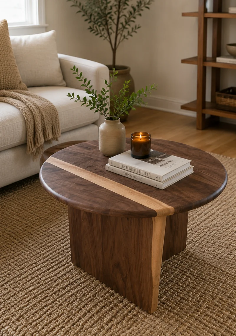 The Vale | Solid Black Walnut Round Coffee Table