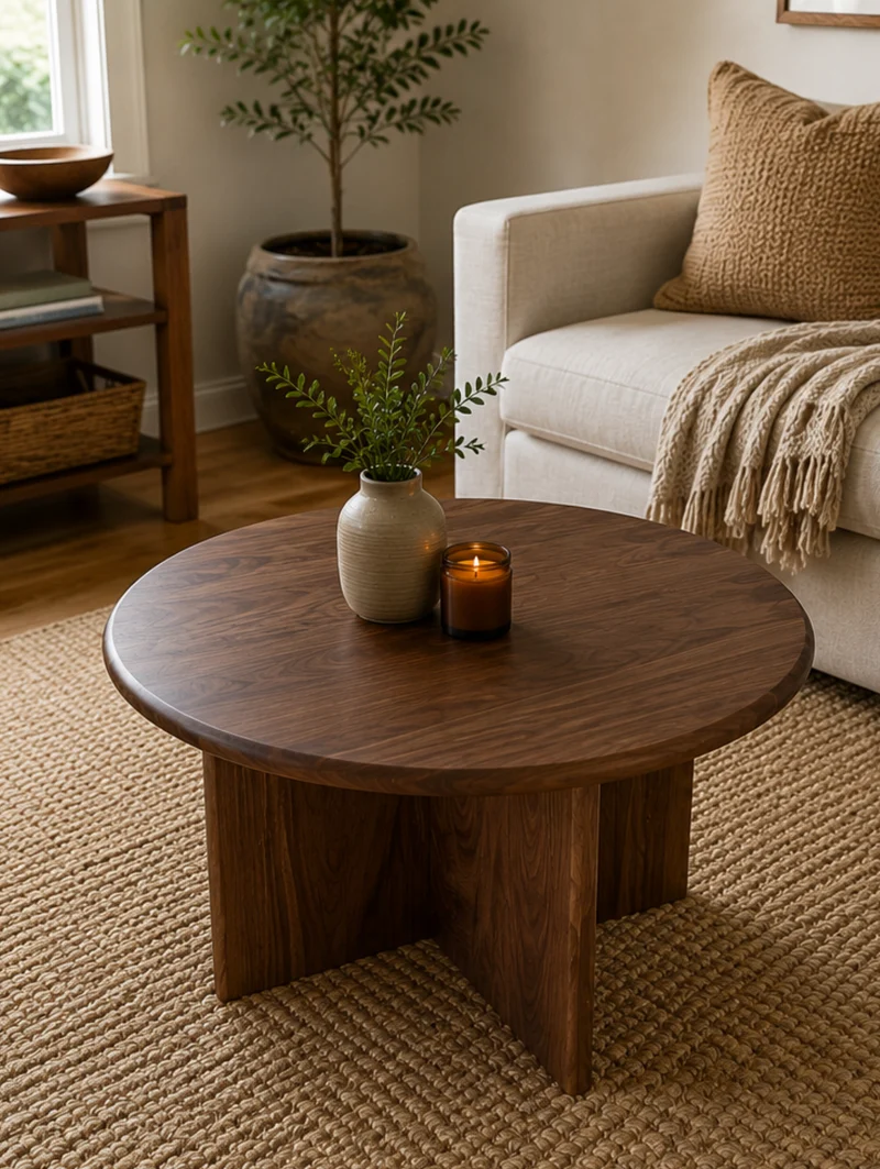 The Vale | Solid Black Walnut Round Coffee Table