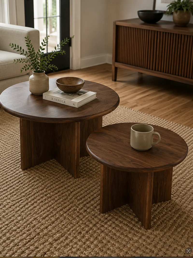 The Vale | Solid Black Walnut Round Coffee Table