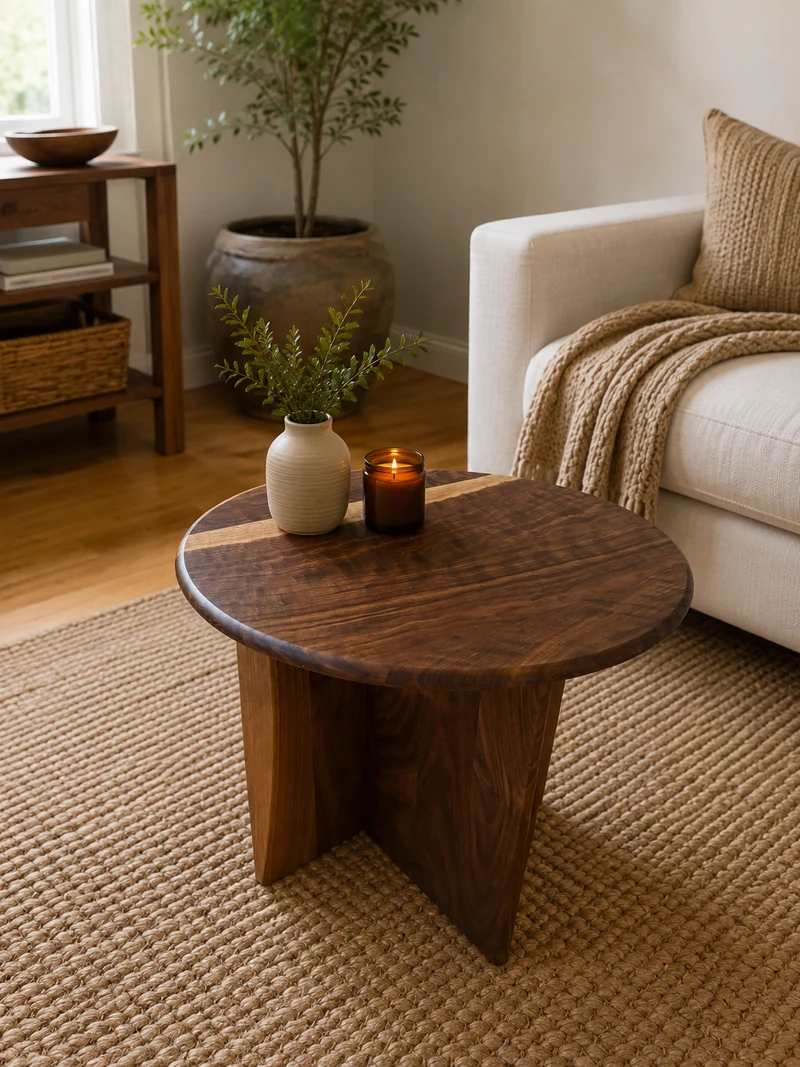 The Vale | Solid Black Walnut Round Coffee Table