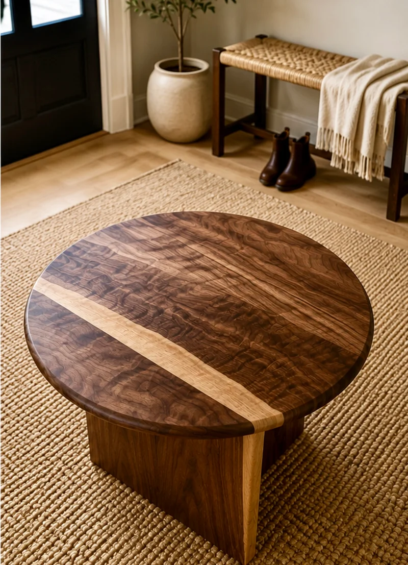 The Vale | Solid Black Walnut Round Coffee Table