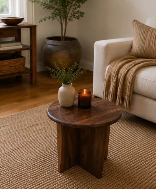 The Vale | Solid Black Walnut Round Coffee Table