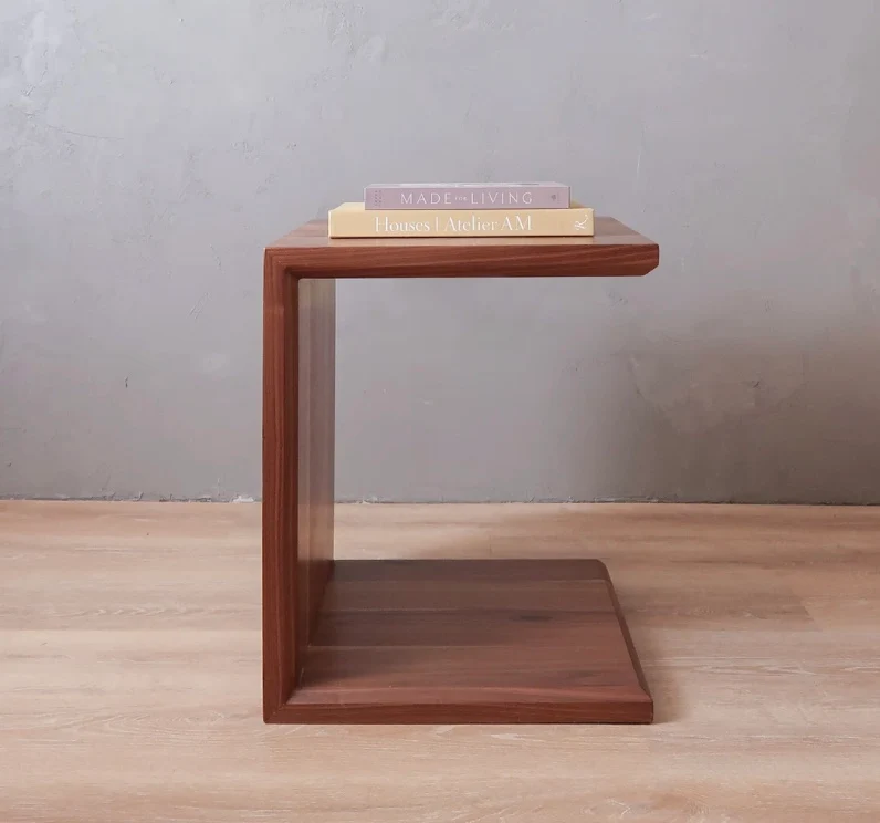 C-Shaped Side Handmade Table in black walnut