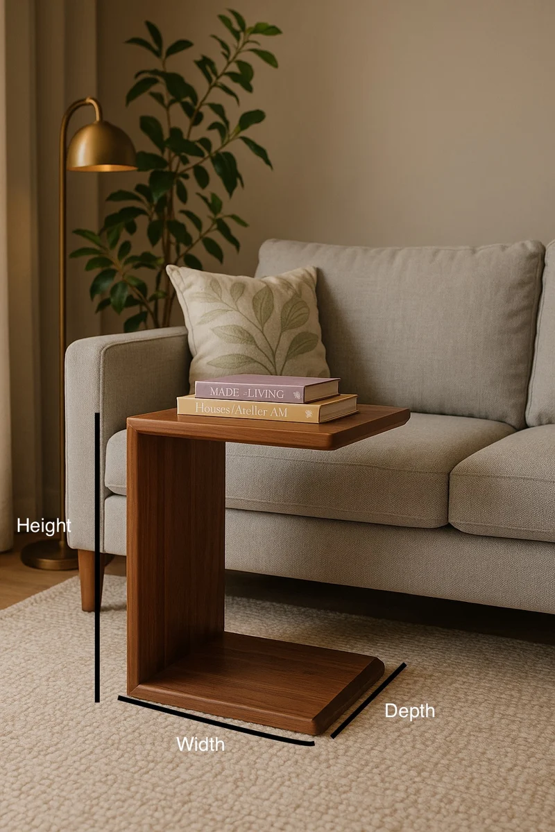 C-Shaped Side Handmade Table in black walnut