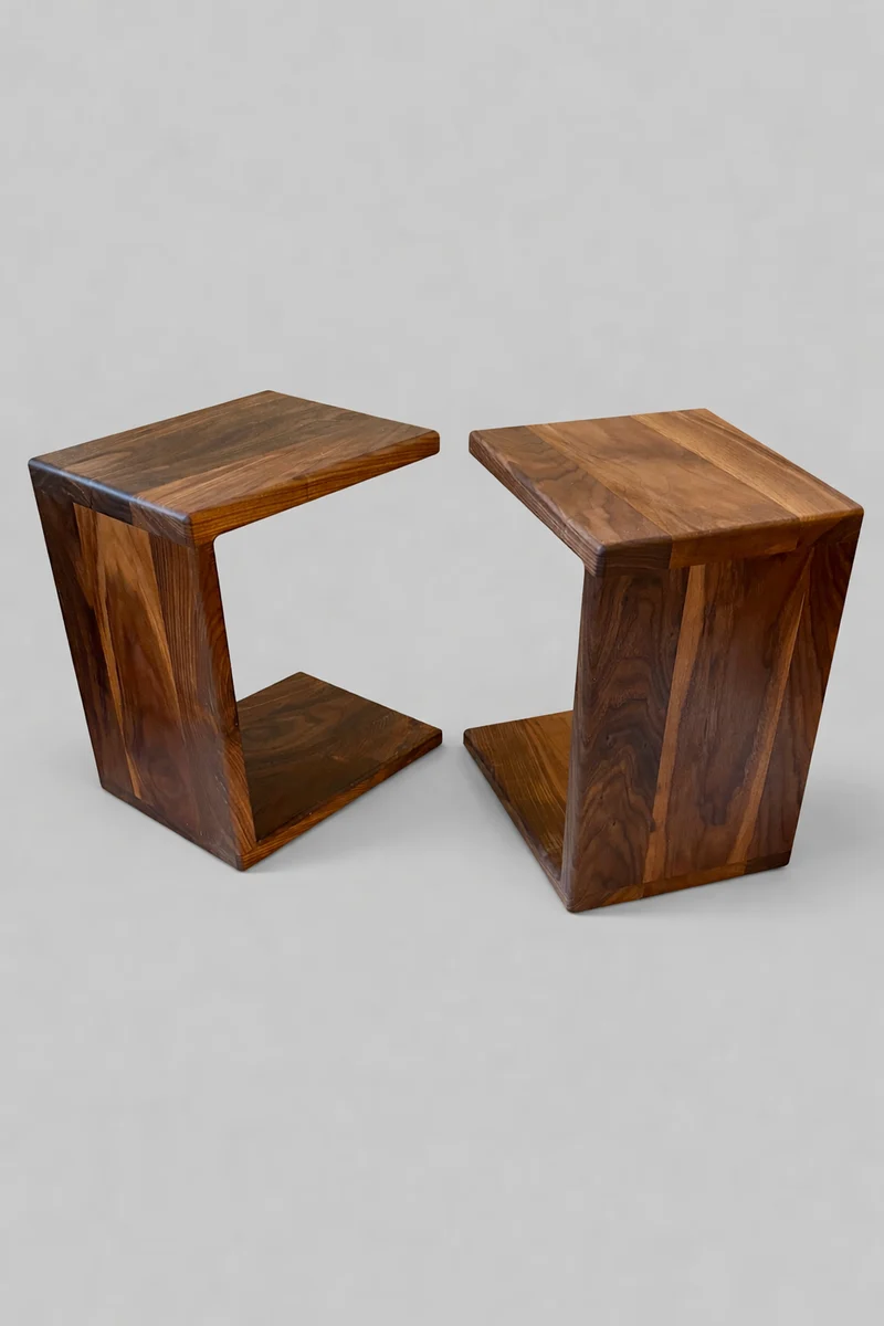 C-Shaped Side Handmade Table in black walnut