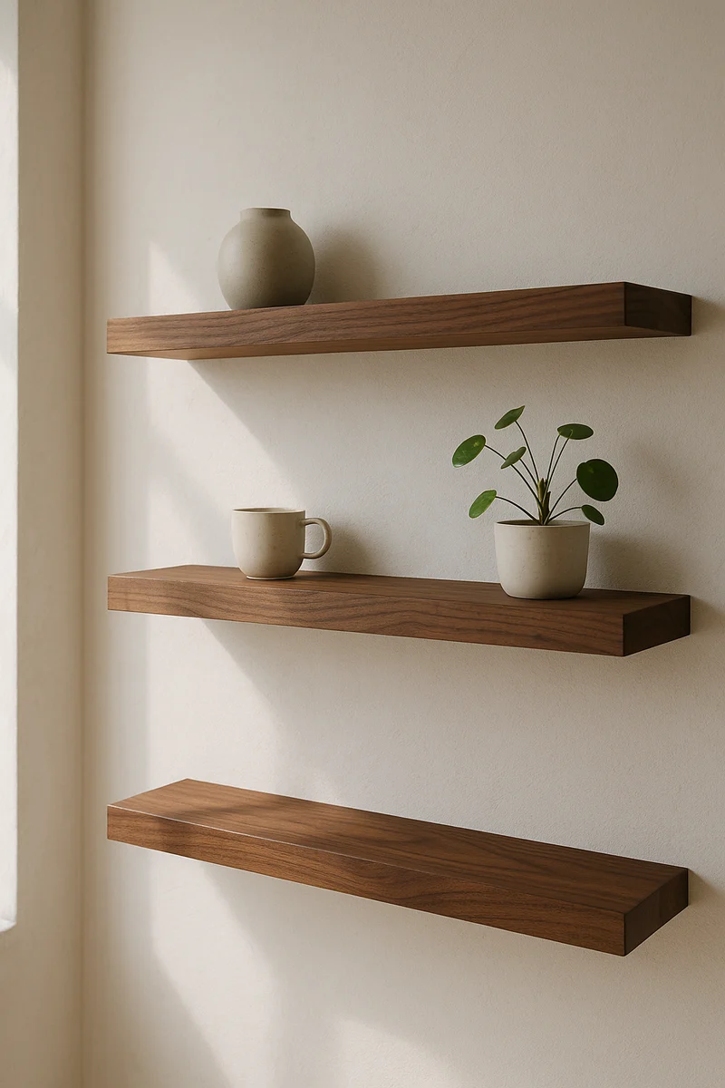 Black Walnut Wall Shelf – Minimalist Solid Wood Plank for Wall Shelves, Quebec Made