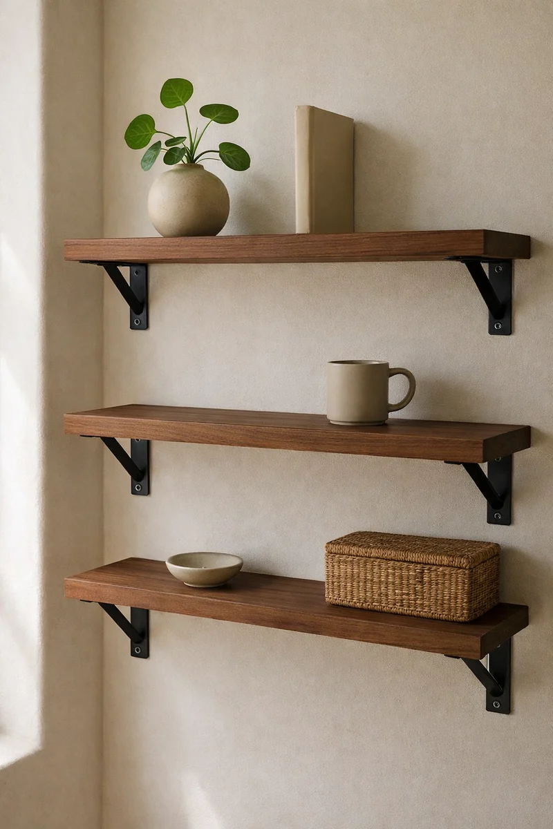 Black Walnut Wall Shelf – Minimalist Solid Wood Plank for Wall Shelves, Quebec Made