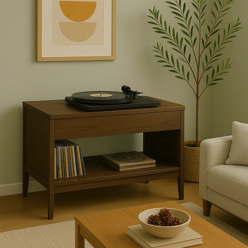 Vinyl Record Console Woodworking Plan – Mid-Century Media Stand – PDF DIY Furniture Plan