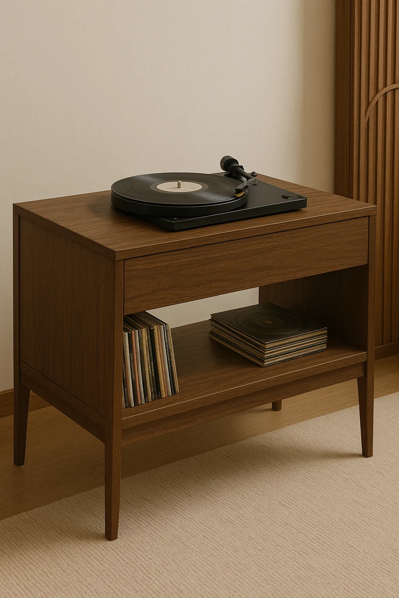 Vinyl Record Console Woodworking Plan – Mid-Century Media Stand – PDF DIY Furniture Plan