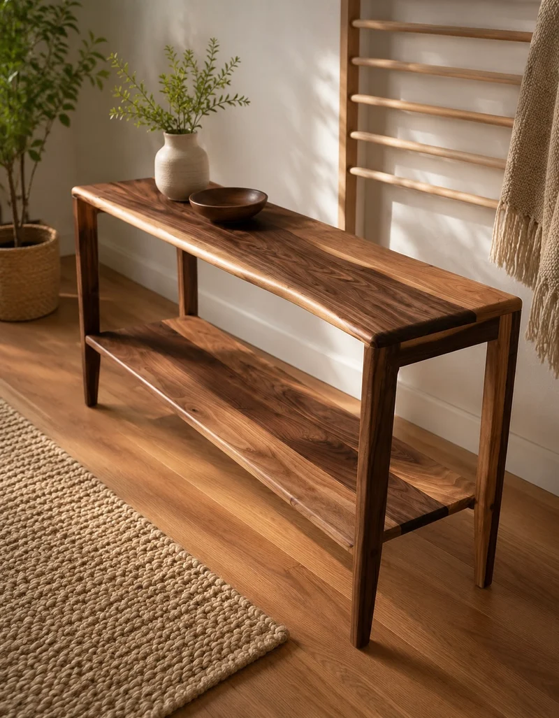 The Québec Entryway Bench – Solid Black Walnut