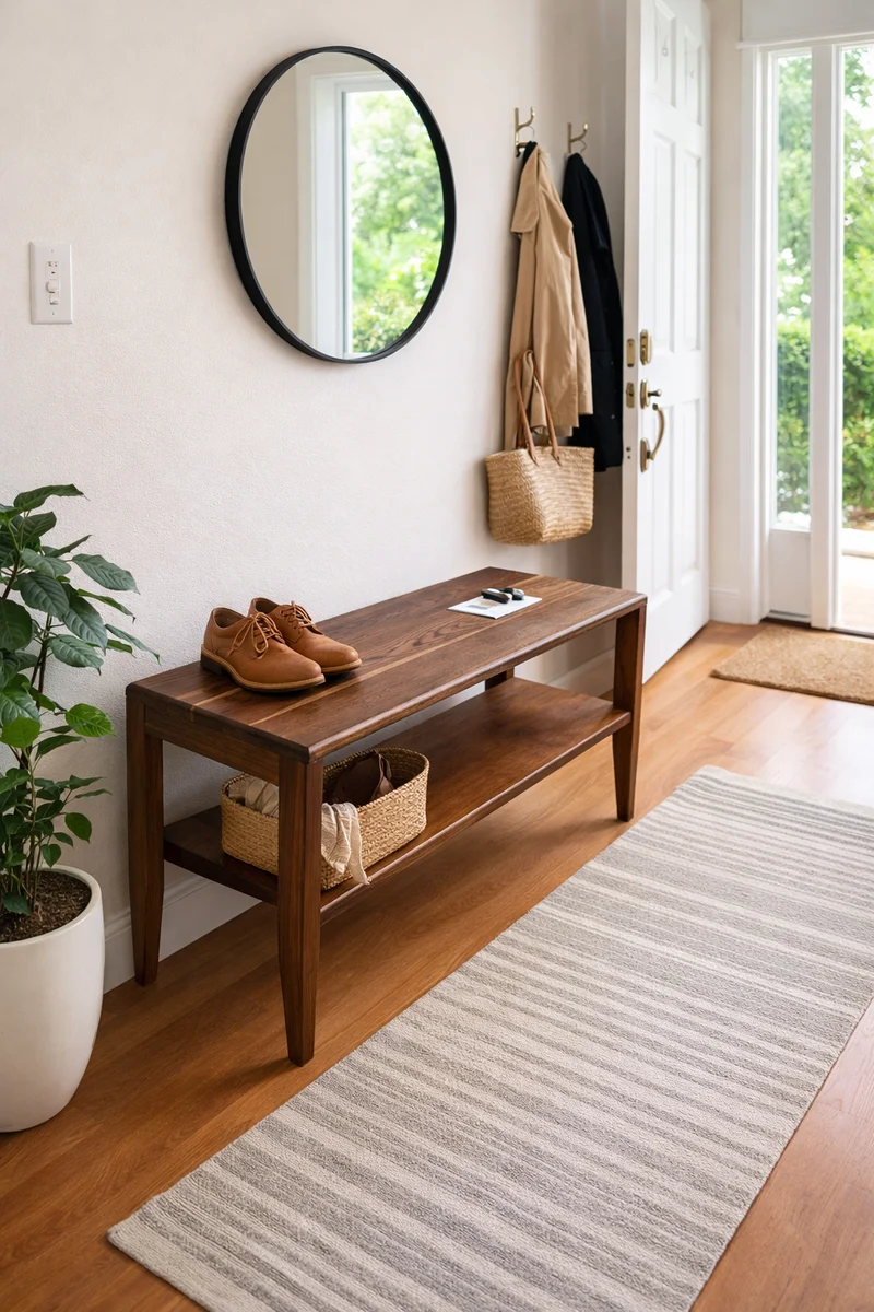 The Québec Entryway Bench – Solid Black Walnut