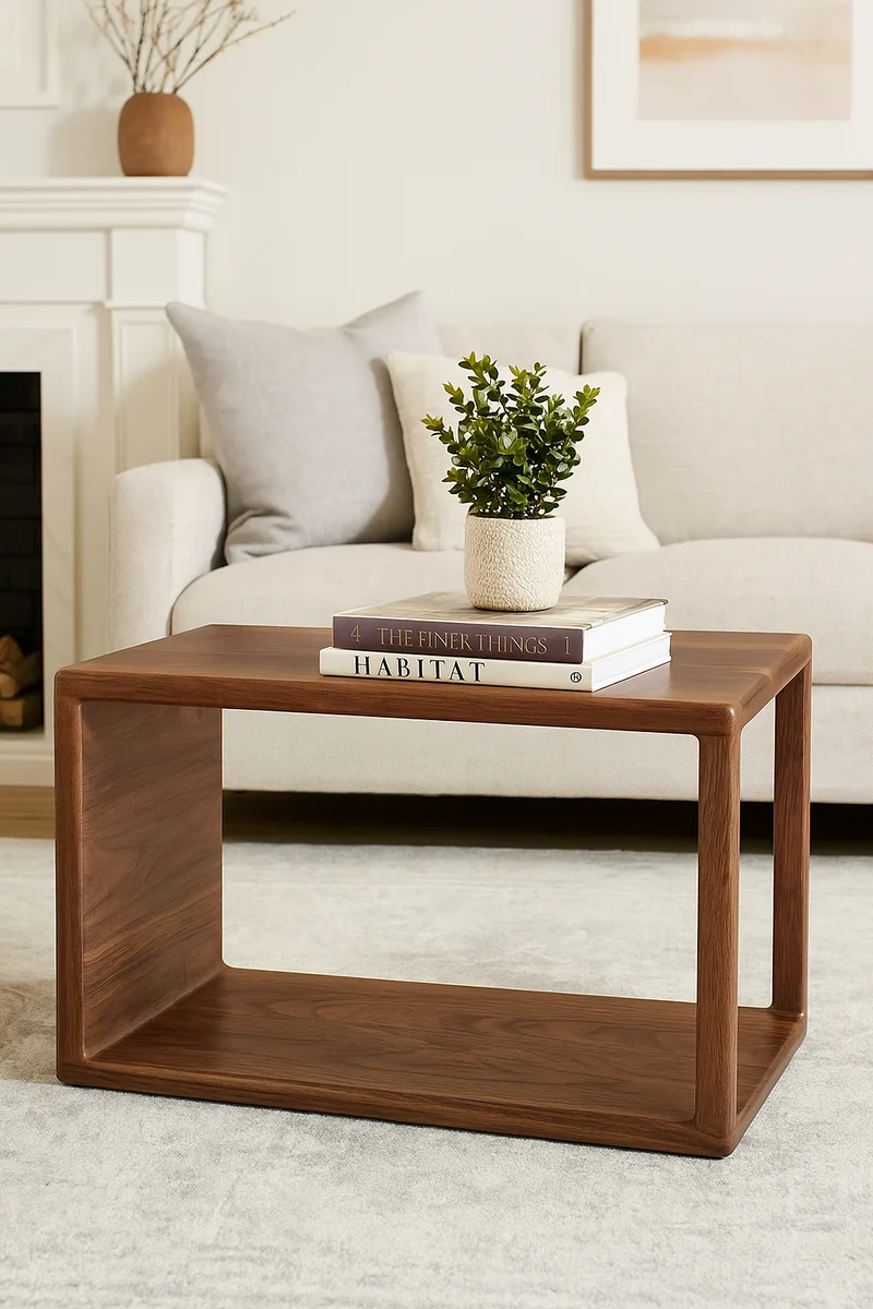 The Oka – Wood Console - Solid Black Walnut Coffee Table, Minimalist Mid-Century Modern Design, Handmade in Quebec - Artisan made