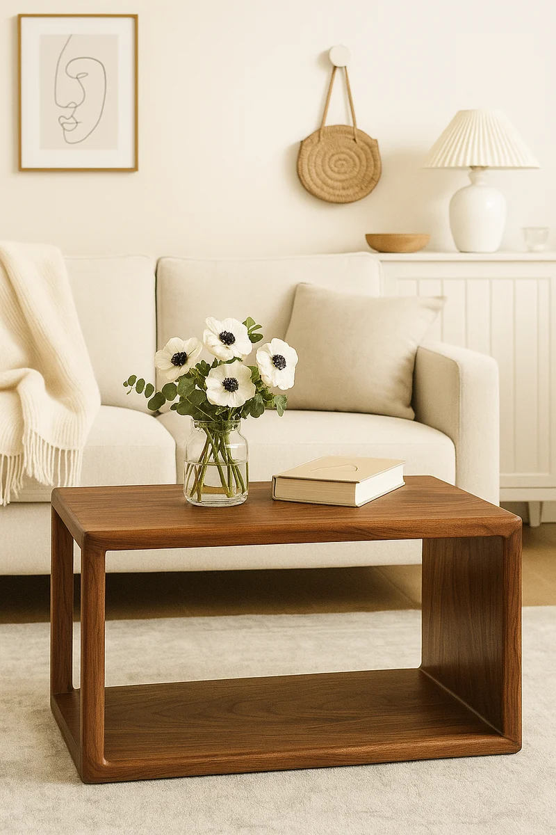 The Oka – Wood Console - Solid Black Walnut Coffee Table, Minimalist Mid-Century Modern Design, Handmade in Quebec - Artisan made