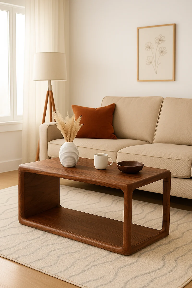 The Oka – Wood Console - Solid Black Walnut Coffee Table, Minimalist Mid-Century Modern Design, Handmade in Quebec - Artisan made
