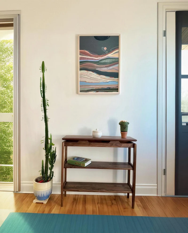 The Horizon - Mid century Black Walnut Floating Table
