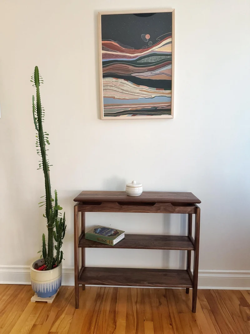 The Horizon - Mid century Black Walnut Floating Table