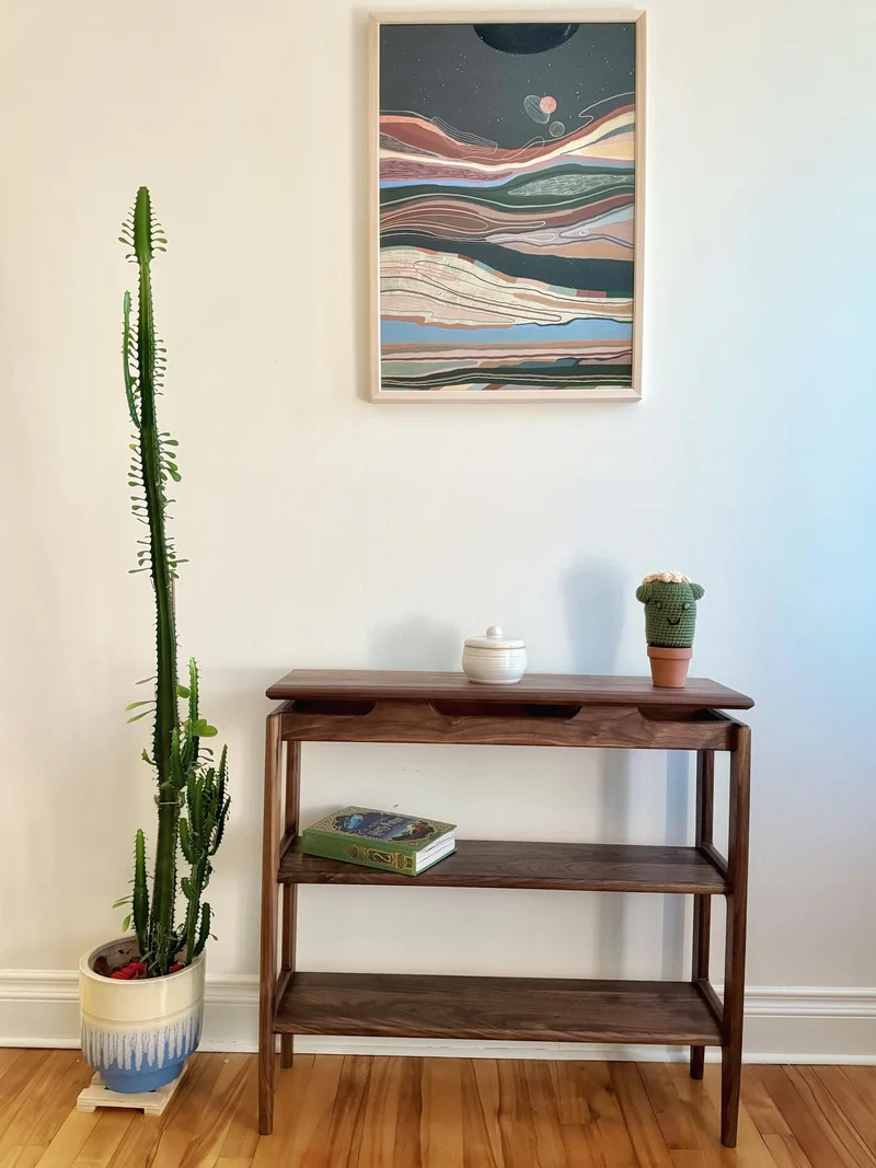 The Horizon - Mid century Black Walnut Floating Table