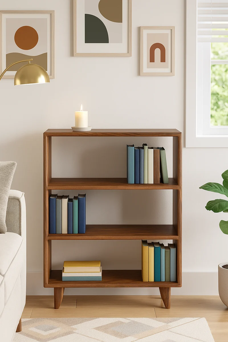 The Bodø - Solid Black Walnut Bookcase – Mid Century Modern Shelf, Handmade Wood Display, Minimalist Bookshelf, Custom Size, Made in Canada