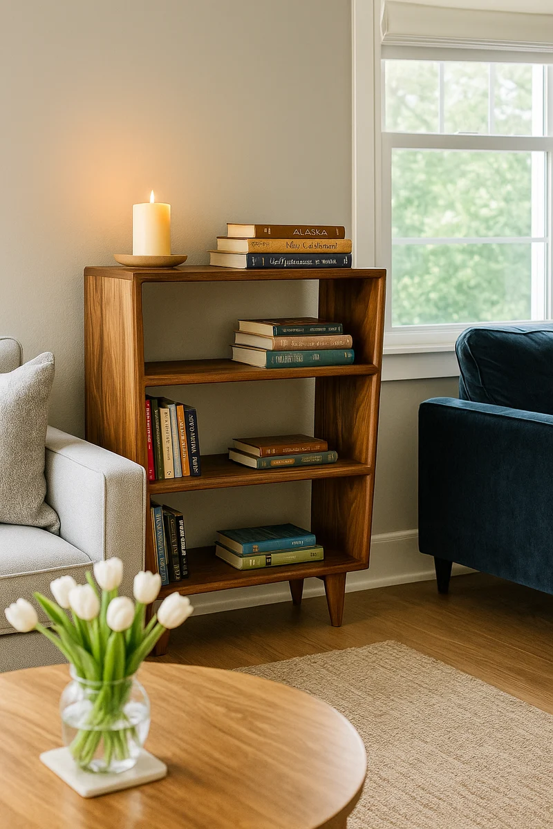 The Bodø - Solid Black Walnut Bookcase – Mid Century Modern Shelf, Handmade Wood Display, Minimalist Bookshelf, Custom Size, Made in Canada