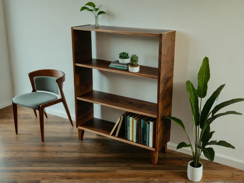 The Bodø - Black Walnut Bookcase | Mid Century Modern Bookshelf