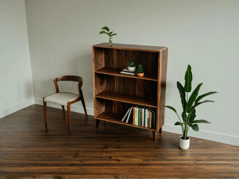 The Bodø - Solid Black Walnut Bookcase – Mid Century Modern Shelf, Handmade Wood Display, Minimalist Bookshelf, Custom Size, Made in Canada