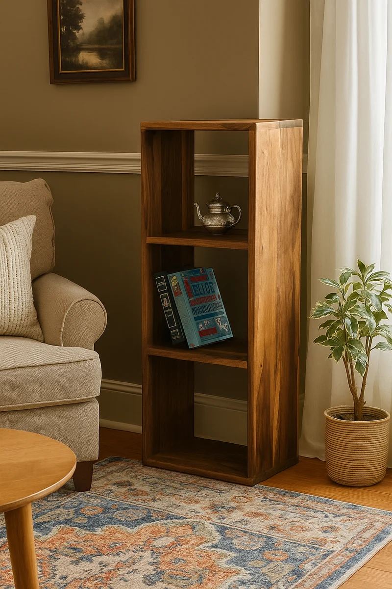Custom Bookshelf Solid Black Walnut – Handmade Wood Shelving Unit, Modern Minimalist Bookcase for Living Room or Office - Made in Canada