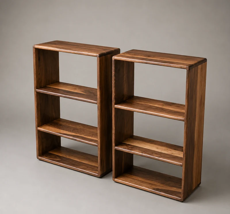 Custom Bookshelf Solid Black Walnut – Handmade Wood Shelving Unit, Modern Minimalist Bookcase for Living Room or Office - Made in Canada