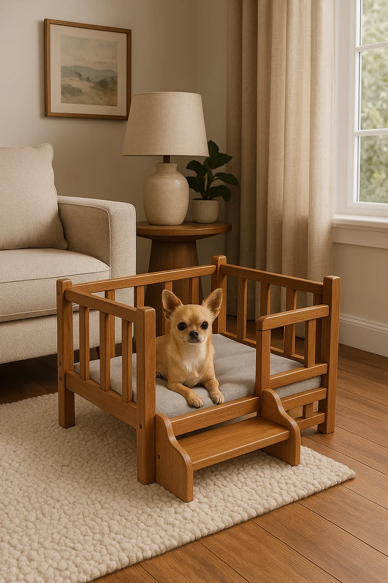 Wood Dog Bed with Steps – Woodworking Plan (Digital Download)