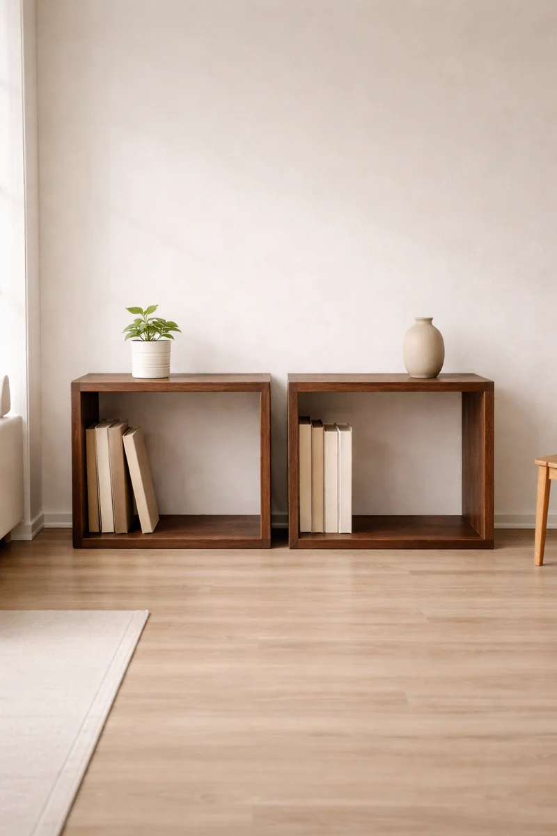 Handcrafted Modular Wooden Bookcase – Custom Solid Wood Shelving Unit
