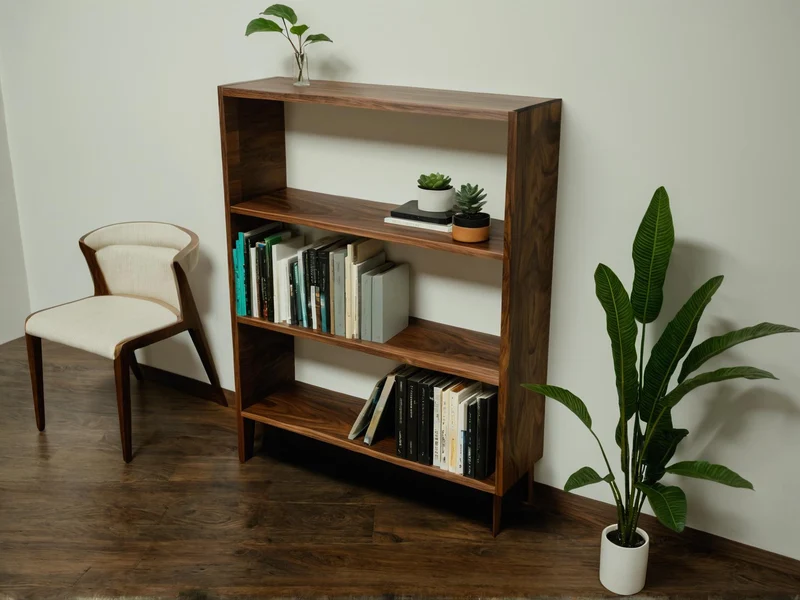 The Bodø - Black Walnut Bookcase | Mid Century Modern Bookshelf