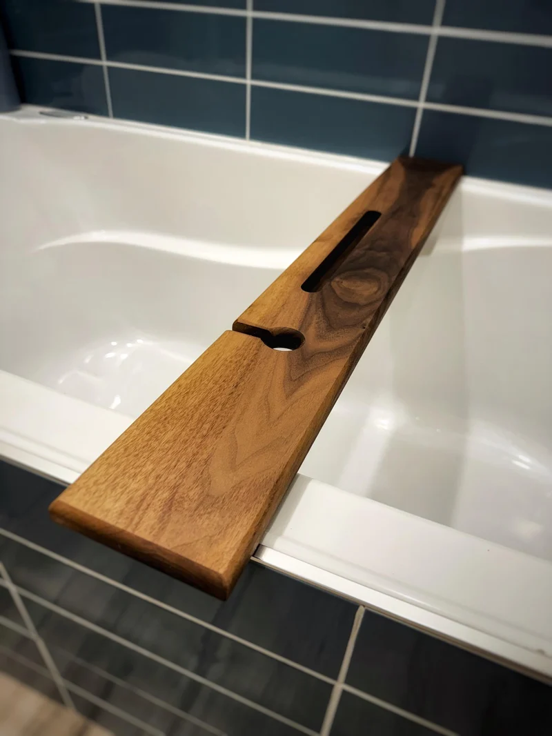 Black Walnut minimalist bath caddy - Bath tray