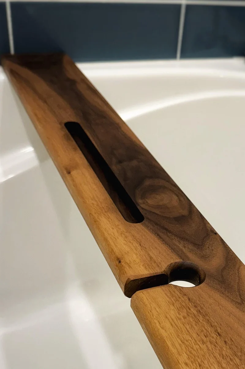 Black Walnut minimalist bath caddy - Bath tray