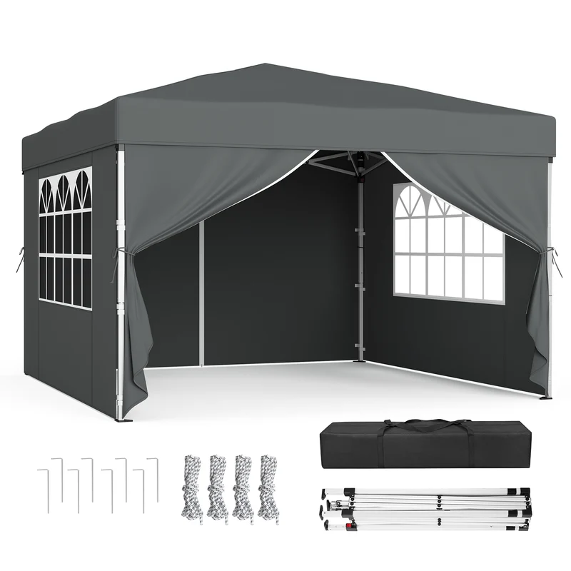 Tonnelle pliante avec protection solaire et pluie