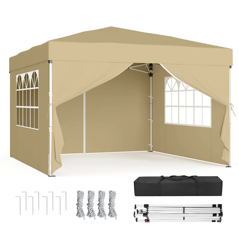 Tonnelle pliante avec protection solaire et pluie