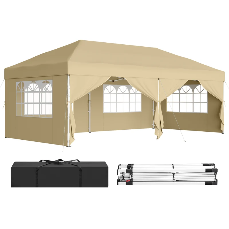 Tonnelle pliante avec protection solaire et pluie
