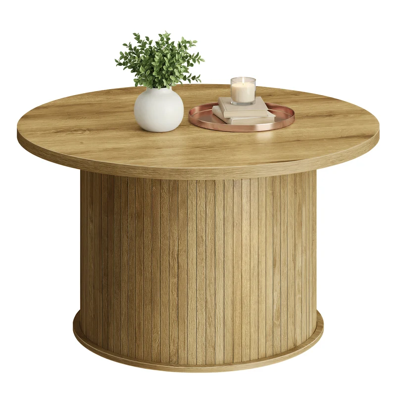 Table basse ronde au design tambour facile à monter