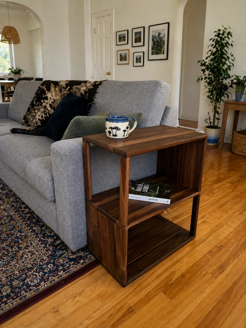 The Heritage Side Table(12" version) – Classic Mid-Century Design - Black Walnut